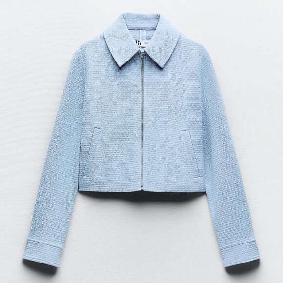 Zara Cropped Textured Jacket - Picture 1 of 16
